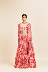 Vidha lehenga set with cape_ red RTS