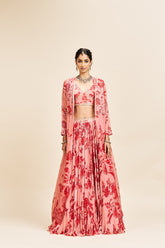 Vidha lehenga set with cape- red