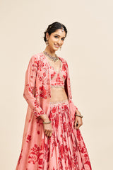 Vidha lehenga set with cape_ red RTS
