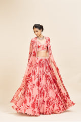 Vidha lehenga set with cape_ red RTS