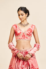 Vidha lehenga set with cape_ red RTS