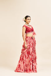 Mishika drape saree set_ Red