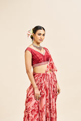 Mishika drape saree set_ Red