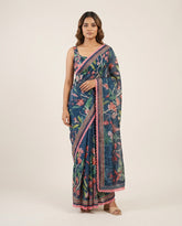 Regal Blue Dhaman Saree with Blouse