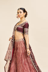 Niha Lehenga Set with Dupatta - Maroon RTS