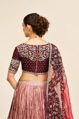 Niha Lehenga Set with Dupatta - Maroon RTS