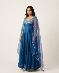 Venus Blue Anarkali with Dupatta RTS