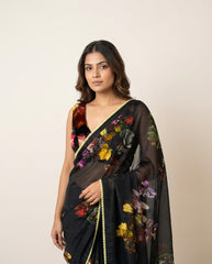 Crystal Veil Bottle Green Saree with Blouse