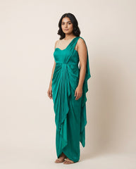 Naya Drape Dress- Green RTS