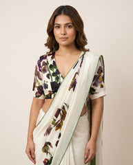 Orchidveil Beige Saree with Blouse