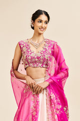 Anjala Lehenga Set with Dupatta - Magenta