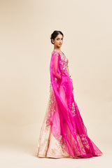 Anjala Lehenga Set with Dupatta - Magenta