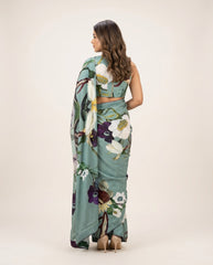 Rivermist Teal Blue Saree with Blouse