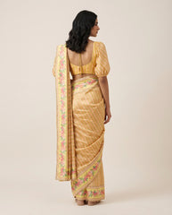 Ruvymist Allover Yellow Saree with Blouse