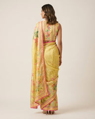 Regal Yellow Dhaman Saree with Blouse