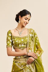 Viha Lehenga Set with Dupatta - Green RTS