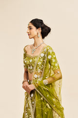 Viha Lehenga Set with Dupatta - Green RTS