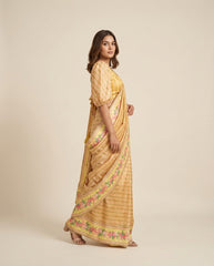 Ruvymist Allover Yellow Saree with Blouse