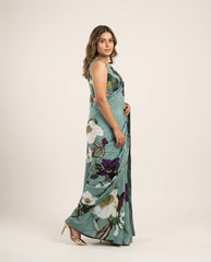 Rivermist Teal Blue Saree with Blouse