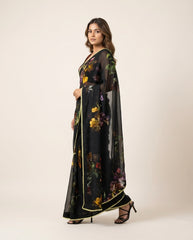 Crystal Veil Bottle Green Saree with Blouse