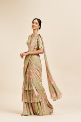 Nirvana drape saree set- Green