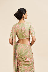 Nirvana drape saree set_ Green RTS