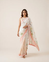 Softshell Ivory Saree with Blouse