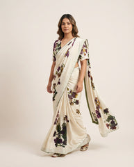 Orchidveil Beige Saree with Blouse