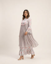 Tia Kurtha Set- Grey & Pink