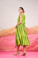Rina Dress With Short Cape - Green