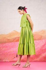 Rina Dress With Short Cape - Green
