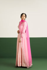 Sarah Dress With Dupatta - Peach