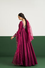 Molly Dress with Dupatta - Wine