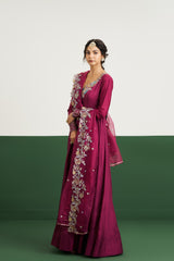 Molly Dress with Dupatta - Wine