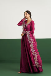 Molly Dress with Dupatta - Wine