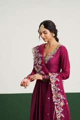 Molly Dress with Dupatta - Wine