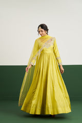 Sarah Dress with Dupatta - Yellow