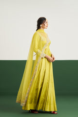 Sarah Dress with Dupatta - Yellow
