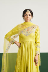 Sarah Dress with Dupatta - Yellow