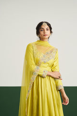 Sarah Dress with Dupatta - Yellow