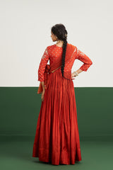 Katie Dress with Dupatta - Rust