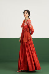 Katie Dress with Dupatta - Rust