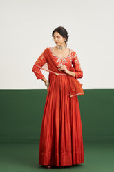 Katie Dress with Dupatta - Rust