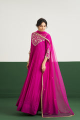 Rachel Dress with Dupatta - Magentha RTS