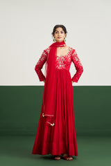 Katie Dress with Dupatta - Red