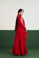 Katie Dress with Dupatta - Red