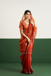 Amber Saree Set - Rust