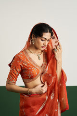 Amber Saree Set - Rust