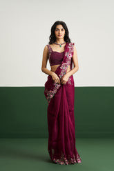 Jessica Saree Set - Wine RTS
