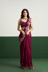 Jessica Saree Set - Wine RTS